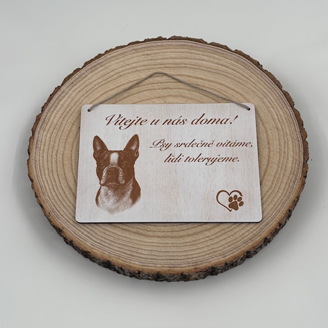Dřevěná cedulka "Vítejte u nás doma"